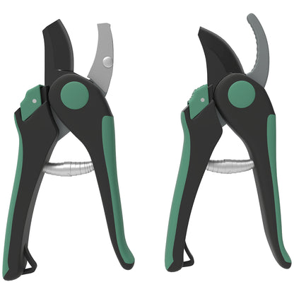 Outsunny Garden Tool Set, 2-Piece, Metal Garden Tools with Garden Shears, Green and Black