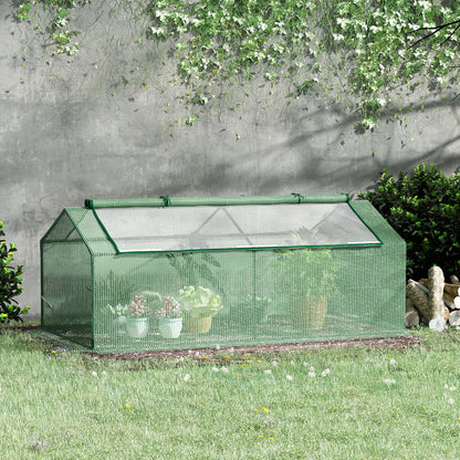 Outsunny Foliengewächshaus mit Fenster, Tomatengewächshaus, Anzuchtkasten, 180 x 90 x 70 cm, Grün