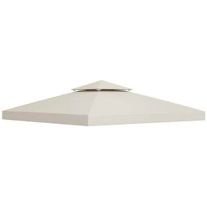 Outsunny vervangingsdak voor 3x3m prieel, waterafstotend prieeldak voor metalen prieel, vervangingsdak voor tuinprieel, partytent, tuintent, polyester, crèmewit