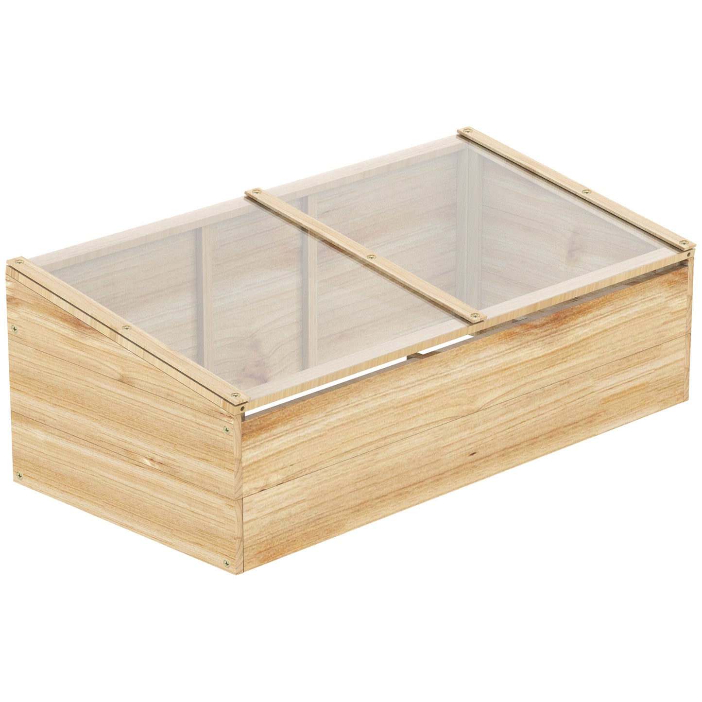 Outsunny Gewächshaus-Pflanzkasten aus Holz, Pflanzkasten, Garten- und Pflanzsystem für Garten und Balkon, 100 x 50 x 35 cm, Natur, Kiefernholz, PC-Platte
