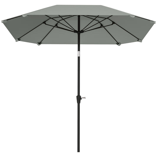 Outsunny Sonnenschirm, 2,3 m, ohne Ständer, verstellbarer Terrassenschirm mit Kurbel, Polyester, Aluminium, Fiberglas, dunkelgrau