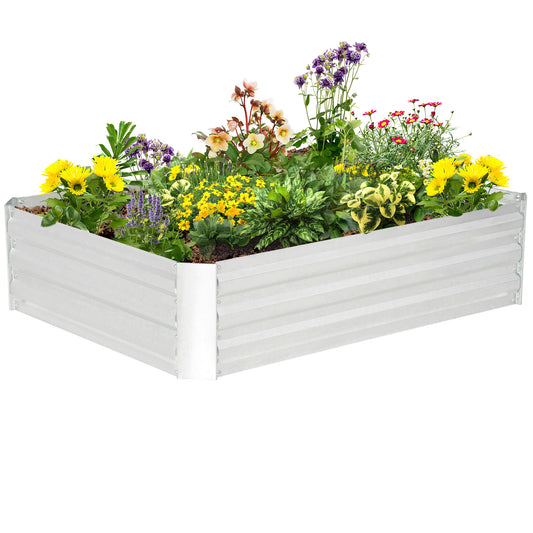 Outsunny raised garden bed made of galvanized steel, planter for the garden, flower box, flower pot, silver, 120 x 90 x 30 cm
