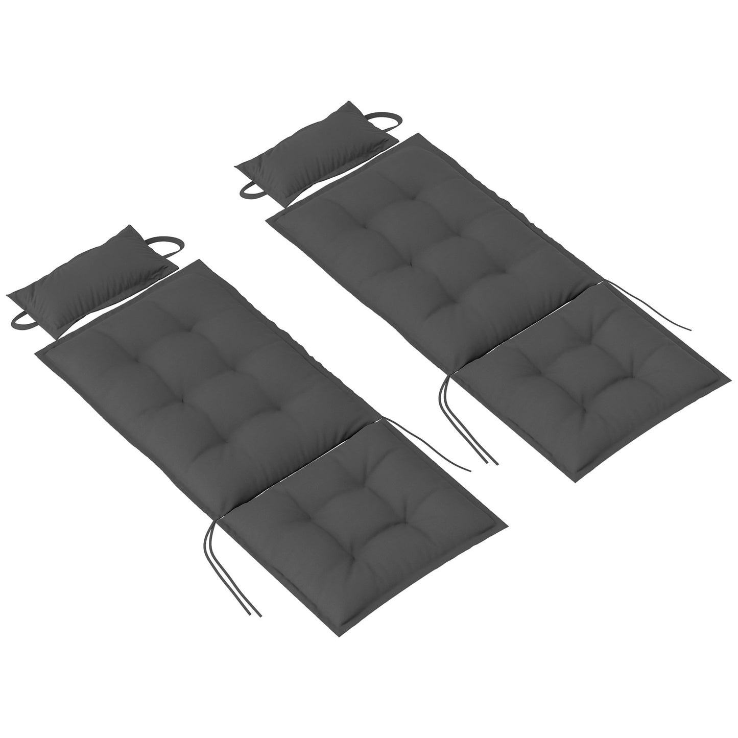 Outsunny 2-delige set ligstoelkussens, waterafstotend, voor tuinligstoelen, 50x116x5 cm, donkergrijs