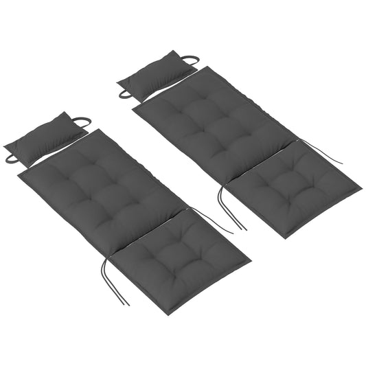Outsunny 2-teiliges Set Liegekissen, wasserabweisend, für Gartenliegen, 50 x 116 x 5 cm, dunkelgrau