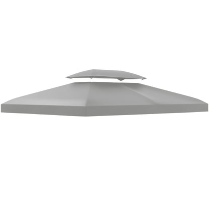 Outsunny Vervangend Dak voor 3x4m Metalen Gazebo, Waterafstotend, Dubbel Dak, Vervangende Hoes voor Tuingazebo, Partytent, Tuintent, Polyester, Lichtgrijs