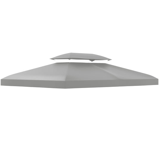 Outsunny Vervangend Dak voor 3x4m Metalen Gazebo, Waterafstotend, Dubbel Dak, Vervangende Hoes voor Tuingazebo, Partytent, Tuintent, Polyester, Lichtgrijs