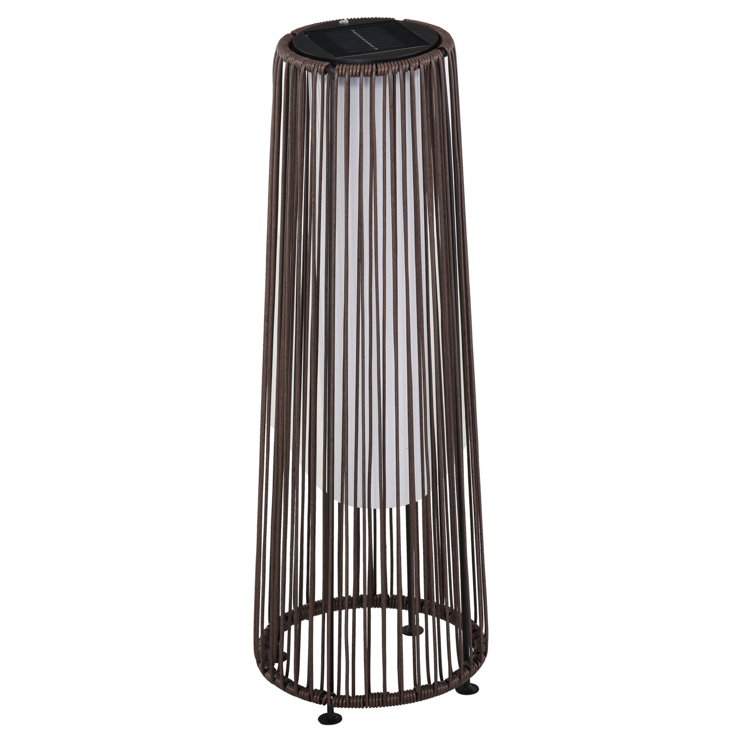 Outsunny Gartenleuchte, Außenleuchte, solarbetrieben, 8 Stunden Brenndauer, Automatikmodus, Rattanoptik, 21,5 x 21,5 x 61 cm