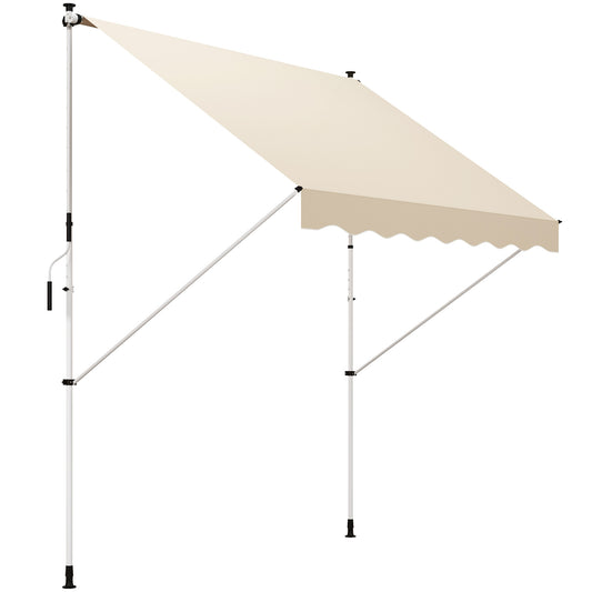 Outsunny Klemmmarkise mit Handkurbel, höhenverstellbar, Gelenkarmmarkise, schmutzabweisend, wetterfest, Balkonmarkise, 150 cm breit, Terrassenmarkise für Terrasse, Balkon, Veranda, beige
