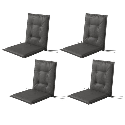 Outsunny 4-teiliges Sitzkissen-Set, 108 x 50 x 5 cm, Stuhlkissen mit Bändern, Sitzkissen für den Innen- und Außenbereich, dunkelgrau