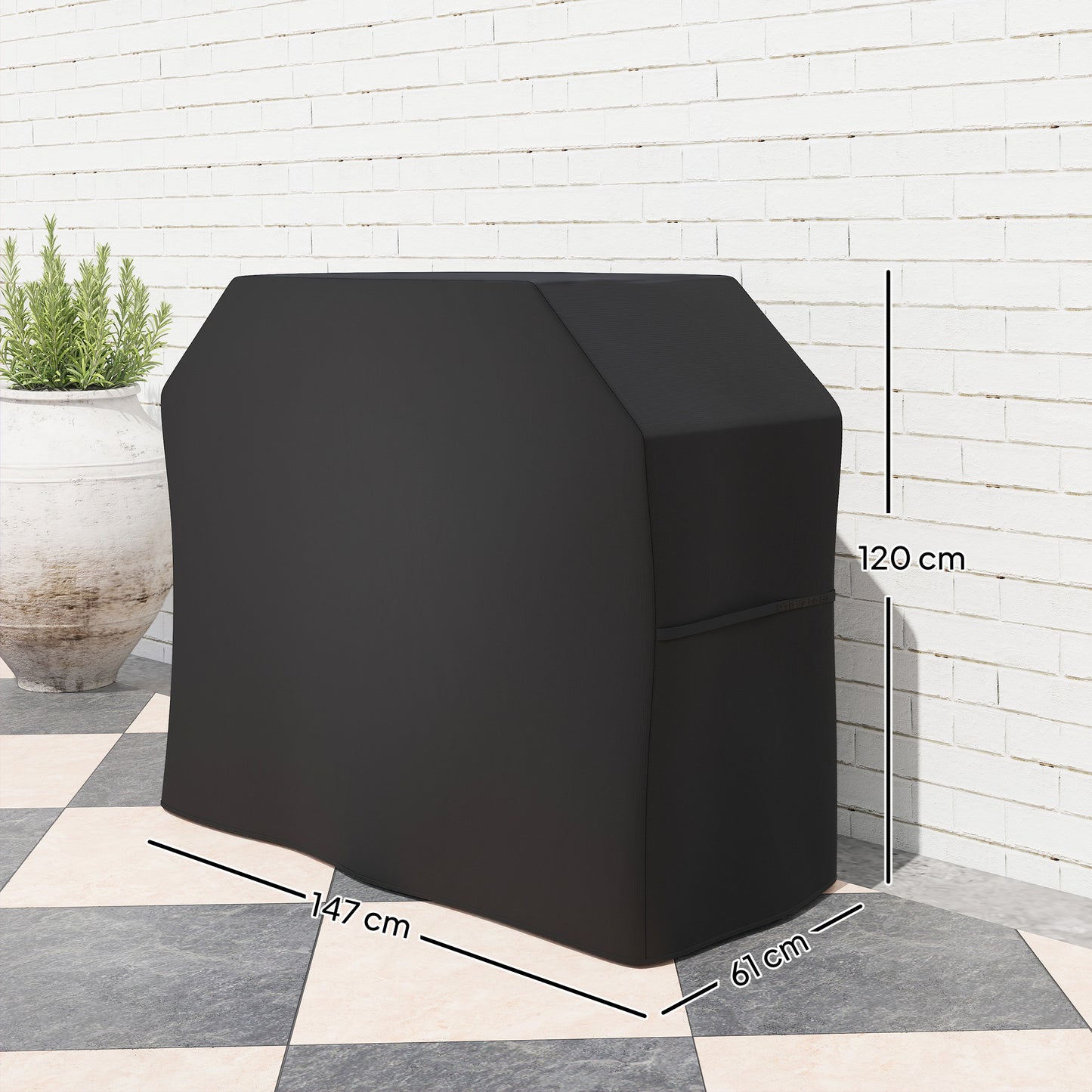 Outsunny Grillabdeckung, Schutzhülle für Grills, wetterfest, 147 x 61 x 120 cm, Schwarz