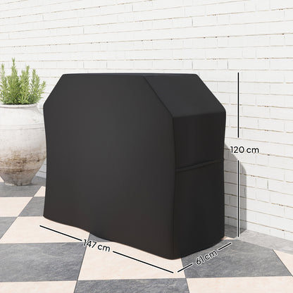 Outsunny Grillabdeckung, Schutzhülle für Grills, wetterfest, 147 x 61 x 120 cm, Schwarz