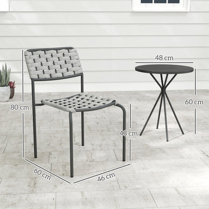 Outsunny Polyrattan Tuinmeubelset, Buitenlounge Balkonmeubel voor 2 Personen, 3-delige Set (2 Stoelen, Tafel, Grijs)