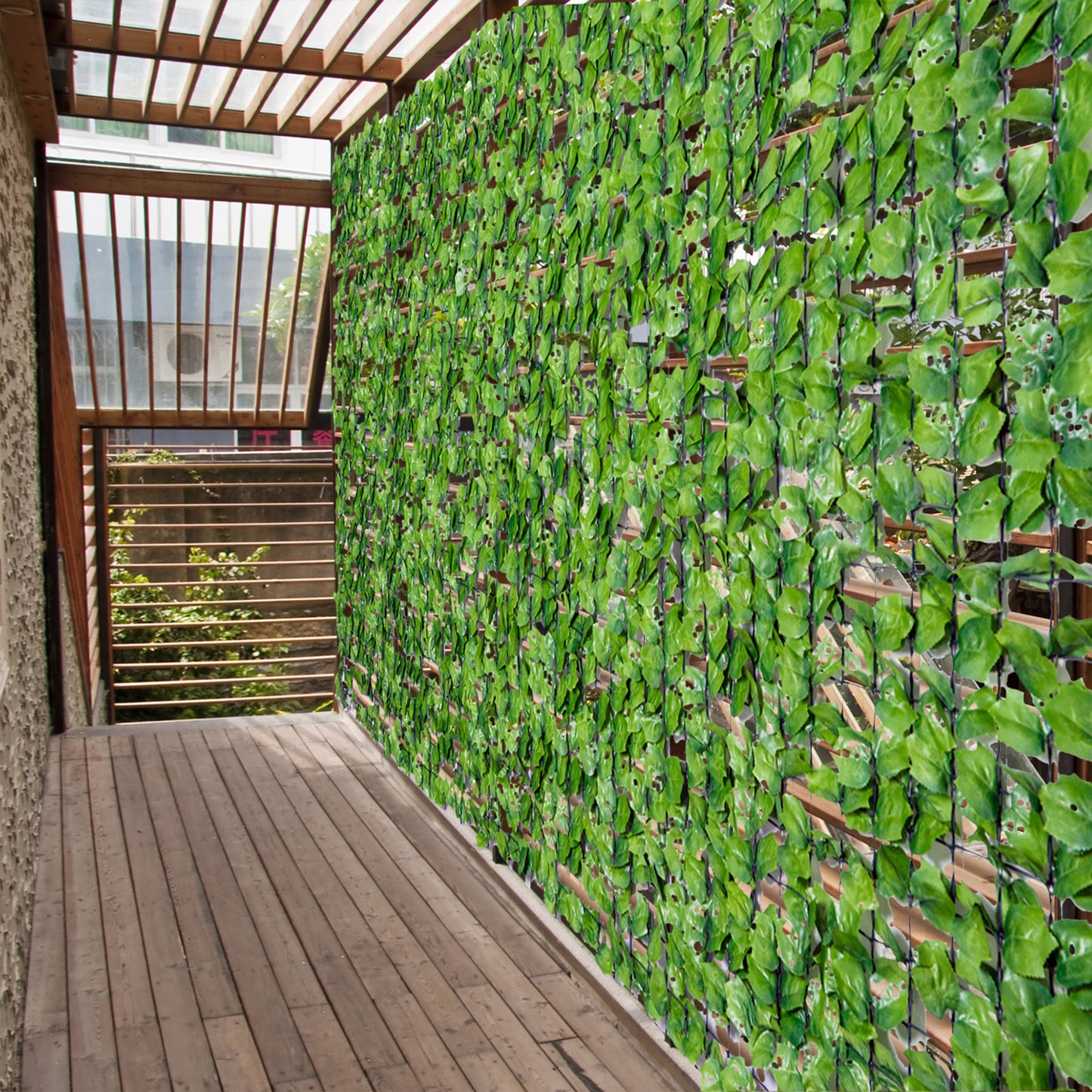 Outsunny Kunsthaag Privacyscherm, UV-beschermd, Privacyscherm met Bladeren, Haagomheining, 300 x 150 cm, Groen