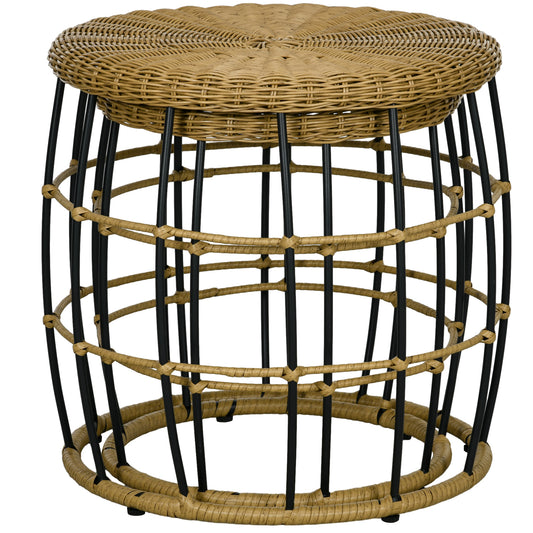 Outsunny 2-teiliges Garten-/Balkon-Tischset, Boho-Stil, wetterfest, Schwarz + Khaki