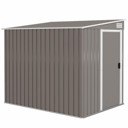 Outsunny metalen tuinhuis 2,81m² 154x206,5x181 cm gereedschapsschuur met lessenaarsdak en fundering