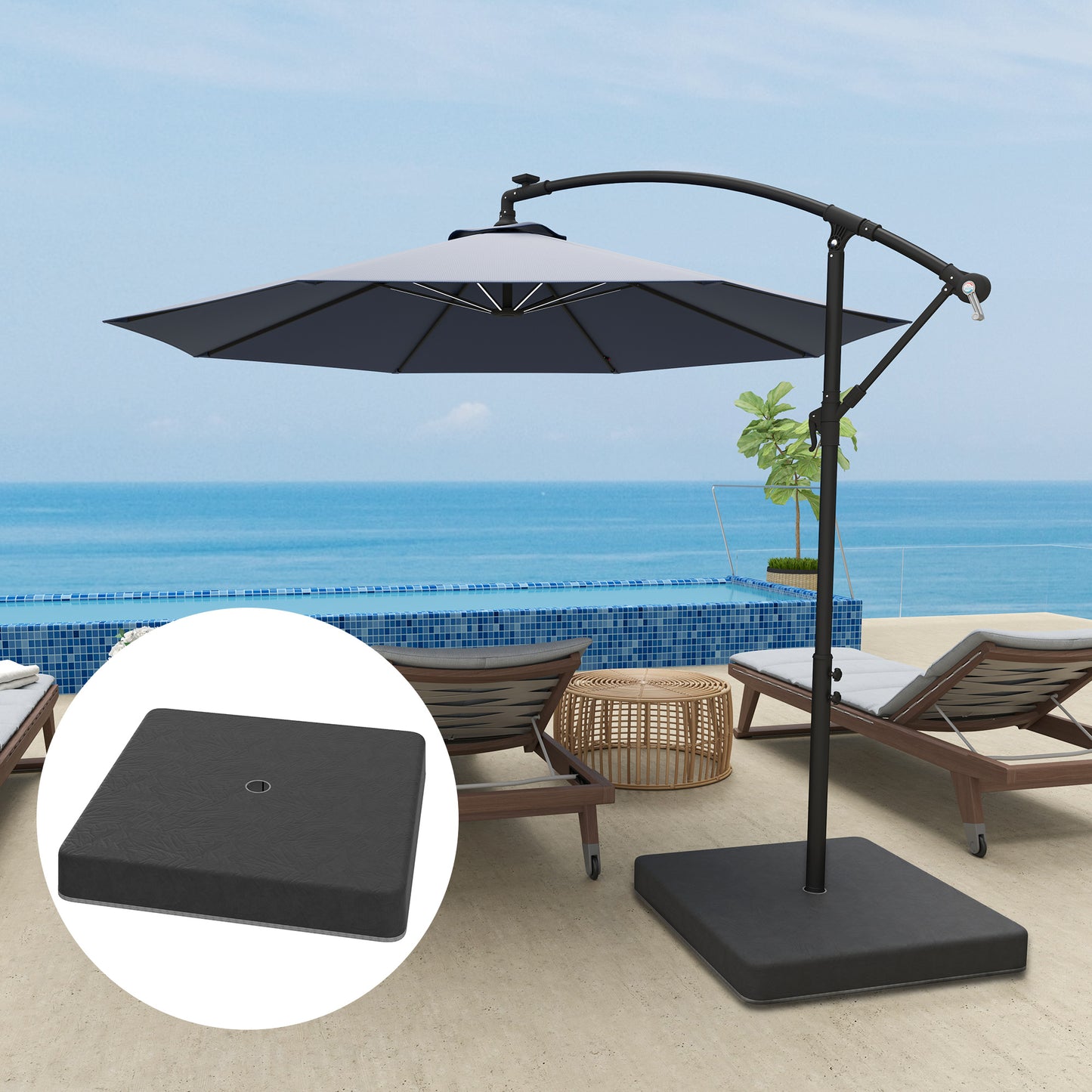 Outsunny Fußgewichte für Sonnenschirmständer, wasserdicht, sandbefüllbar, Kunststoff, 89 x 89 x 10,5 cm (L x B x H), schwarz