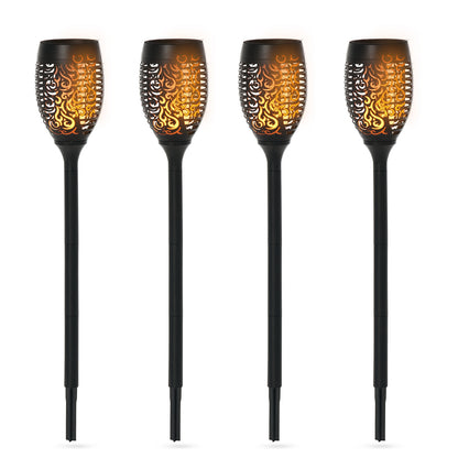 Outsunny Gartenleuchten, 4er-Pack Solar-LED-Gartenstrahler in Warmweiß mit Erdspieß und Stecker, IP44 wasserdichte Gartenbeleuchtung, Solar-Gartenleuchten für den Außenbereich in Garten, Rasen und Beet