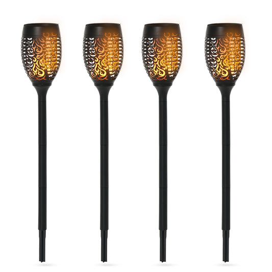Outsunny Gartenleuchten, 4er-Pack Solar-LED-Gartenstrahler in Warmweiß mit Erdspieß und Stecker, IP44 wasserdichte Gartenbeleuchtung, Solar-Gartenleuchten für den Außenbereich in Garten, Rasen und Beet