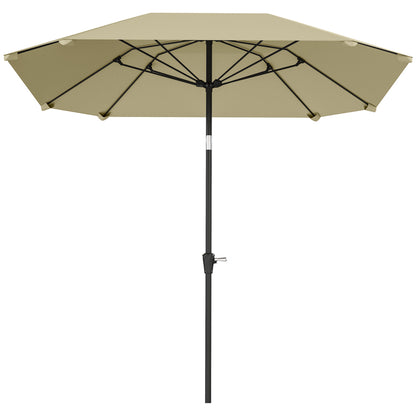 Outsunny Sonnenschirm, 2,3 m, ohne Ständer, verstellbarer Terrassenschirm mit Kurbel, Polyester, Aluminium, Fiberglas, beige
