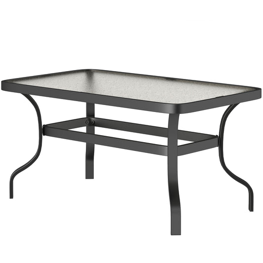 Outsunny Beistelltisch, Couchtisch aus gehärtetem Glas mit Wellenmotiv, abgerundete Ecken, Balkontisch, 95 x 55 cm, Schwarz