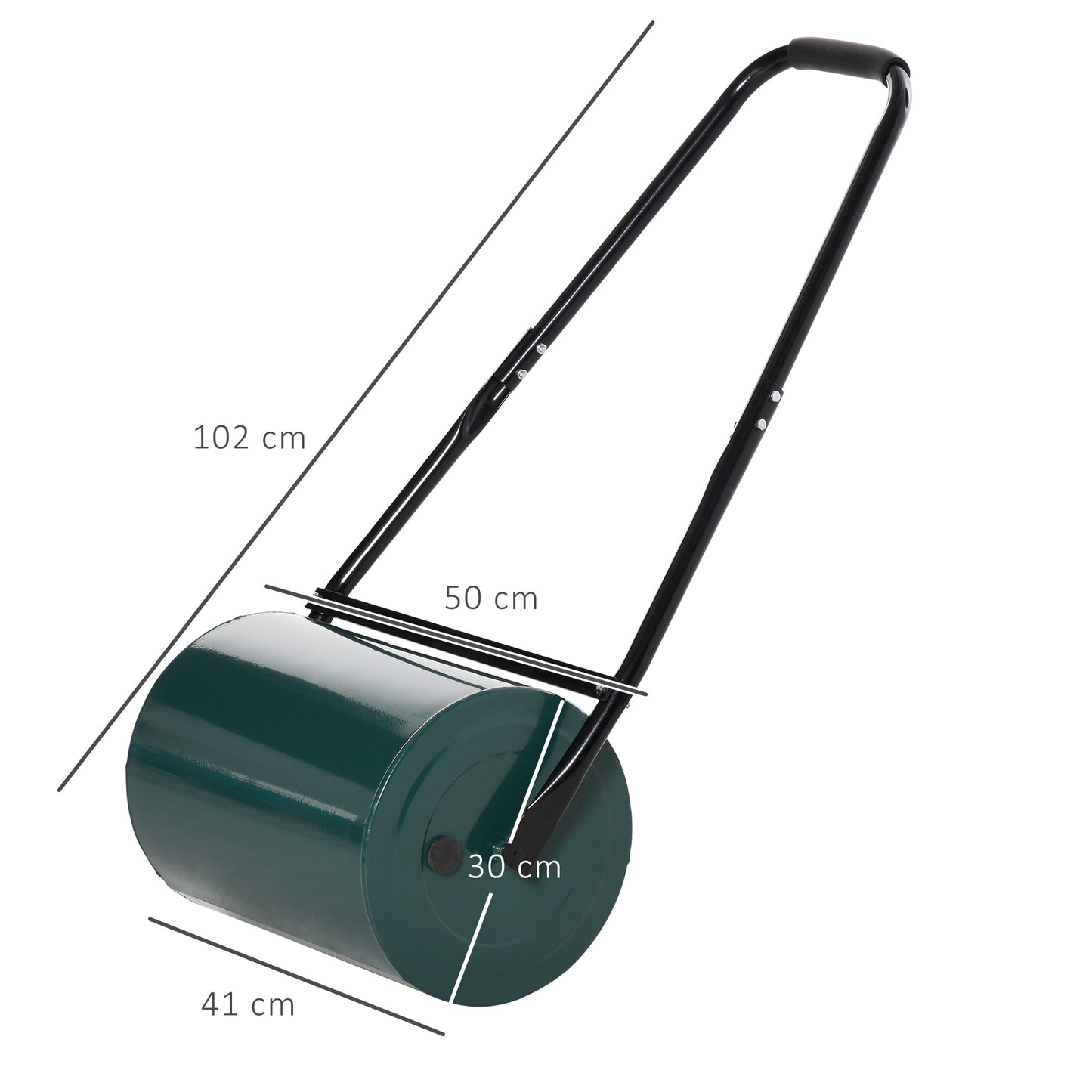 Outsunny Rasenwalze, Gartenwalze mit U-Griff, 31 cm Durchmesser, 30 cm Arbeitsbreite, 40 l Wasser-/Sandfüllung, Metall, grün