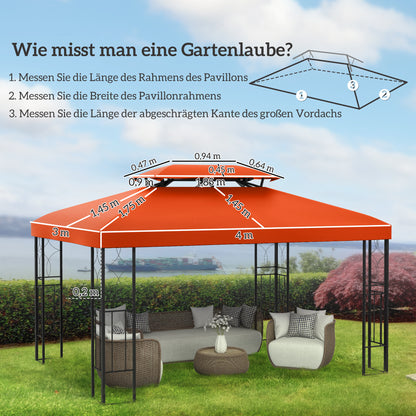 Outsunny vervangingsdak voor tuinpaviljoens 3x4m polyester koffie