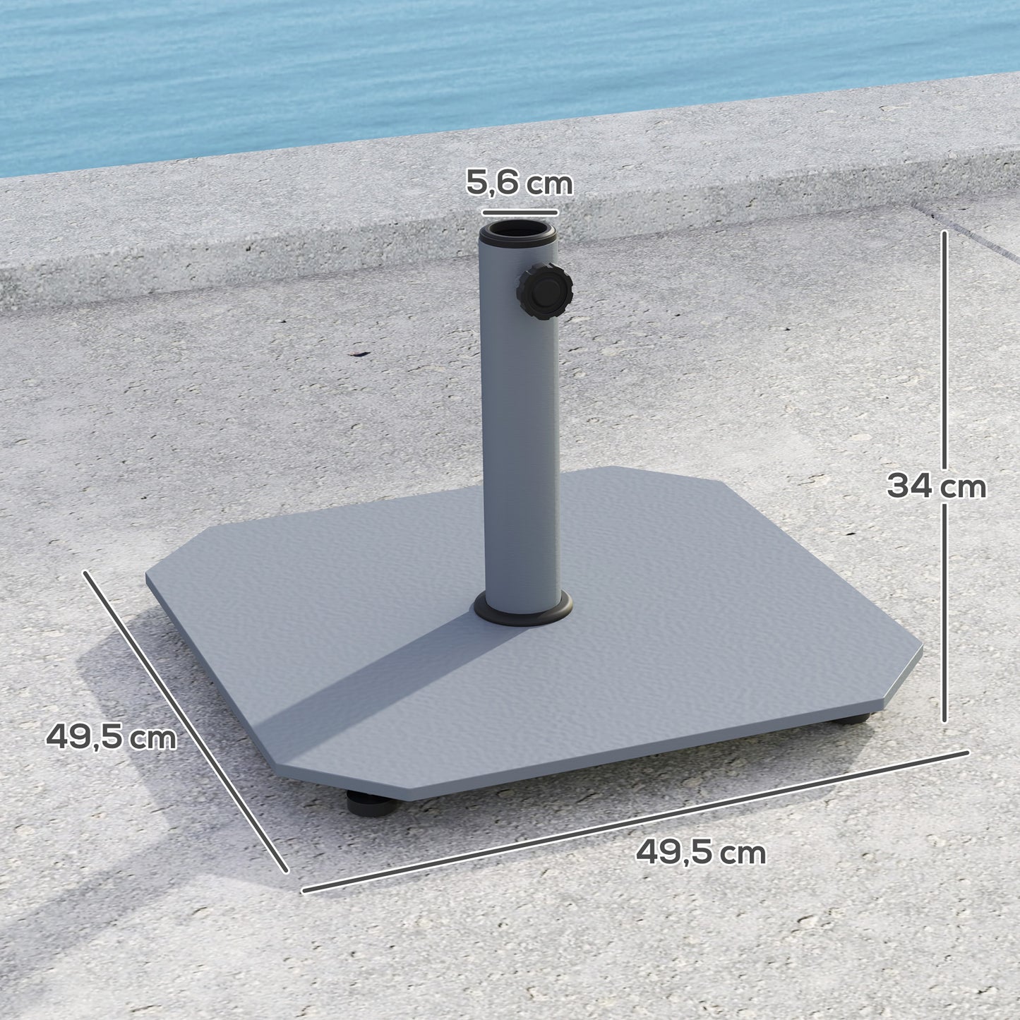 Outsunny Sonnenschirmständer aus Metall, 18,5 kg, quadratischer Sonnenschirmhalter für Sonnenschirme mit 32/38/48 mm Durchmesser