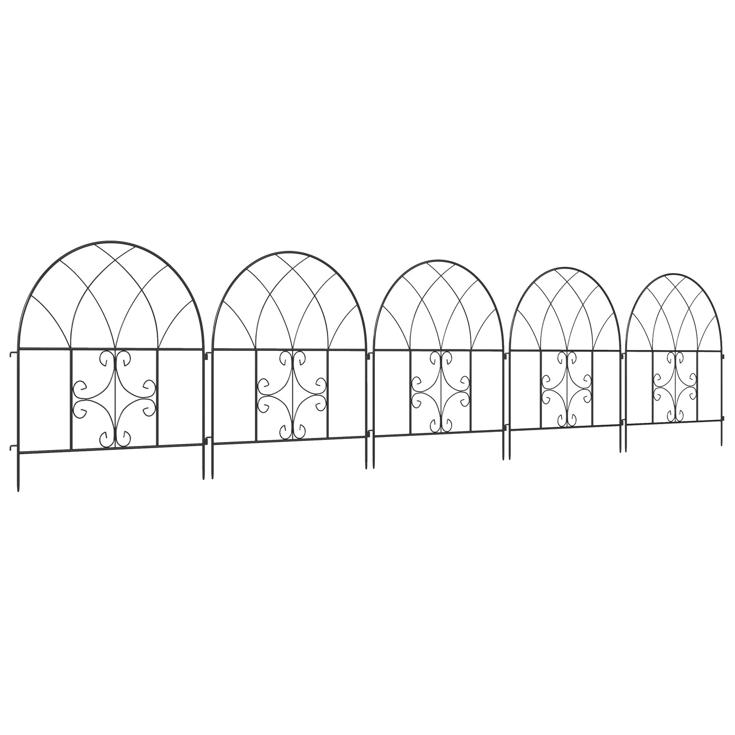 Outsunny Gartenzaun, Stahl, 300 cm x 70 cm hoch, Dekoratives Maschendrahtzaun-Set, Zaunelemente, Schwarz