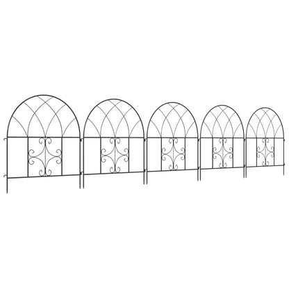 Outsunny Gartenzaun, Stahl, 300 cm x 70 cm hoch, Dekoratives Maschendrahtzaun-Set, Zaunelemente, Schwarz