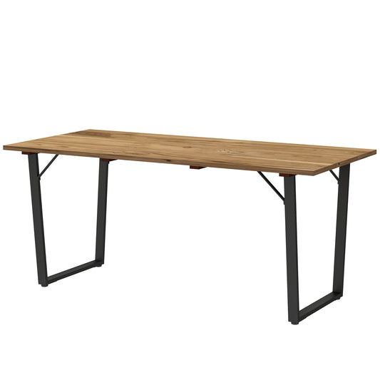 Outsunny Gartentisch aus Holz, 175 x 80 cm, wetterfest, mit Schirmloch, Buffettisch für 6 Personen, Braun
