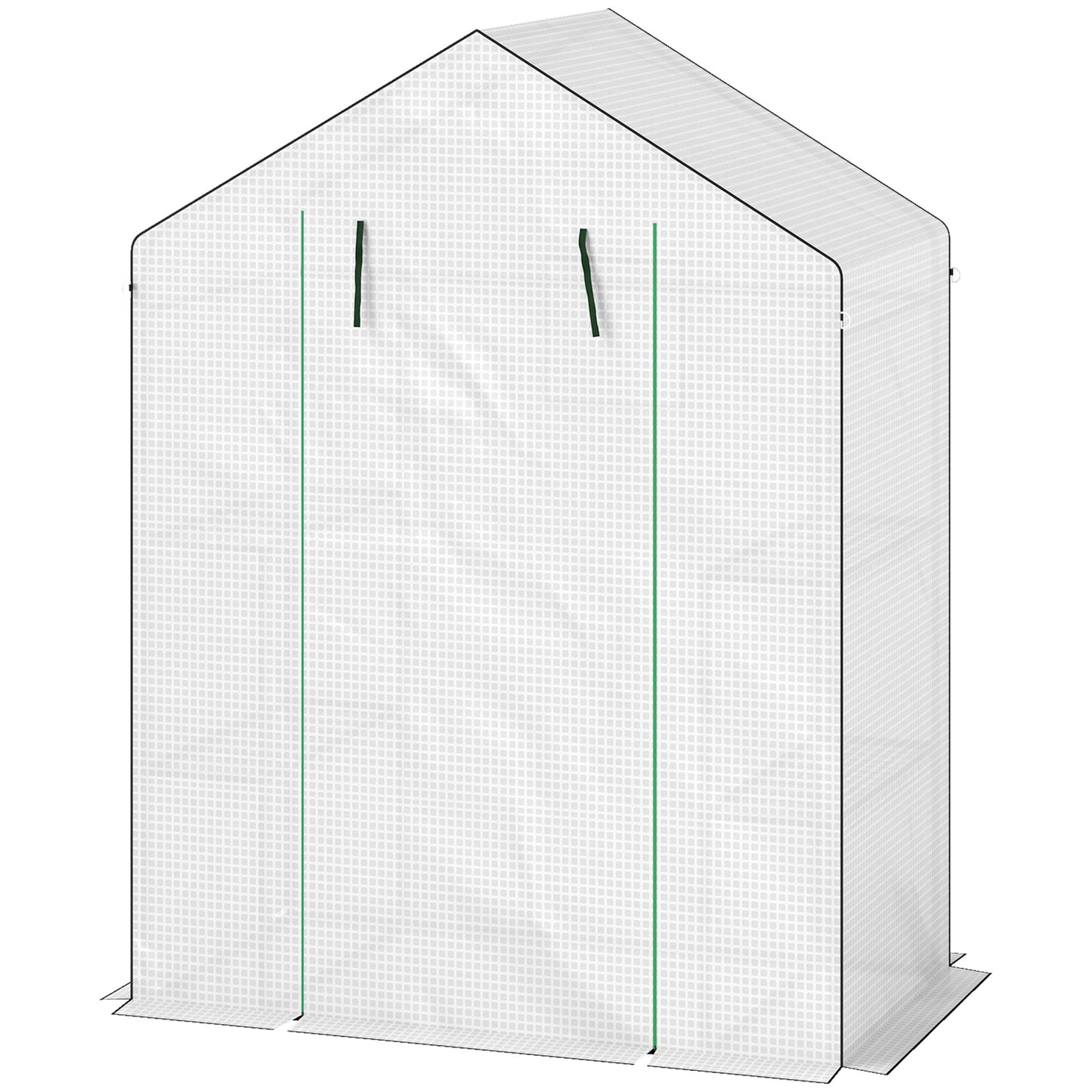 Outsunny Kas met planken, mini-kas, uv-bestendig, gaasvenster, ritssluiting, 143L x 74B x 190H cm, wit