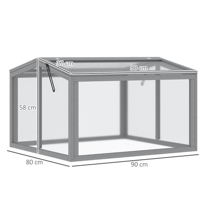 Outsunny Kweekkas met houten en polycarbonaat afdekking, weerbestendig, lichtgrijs, 90 x 80 x 58 cm
