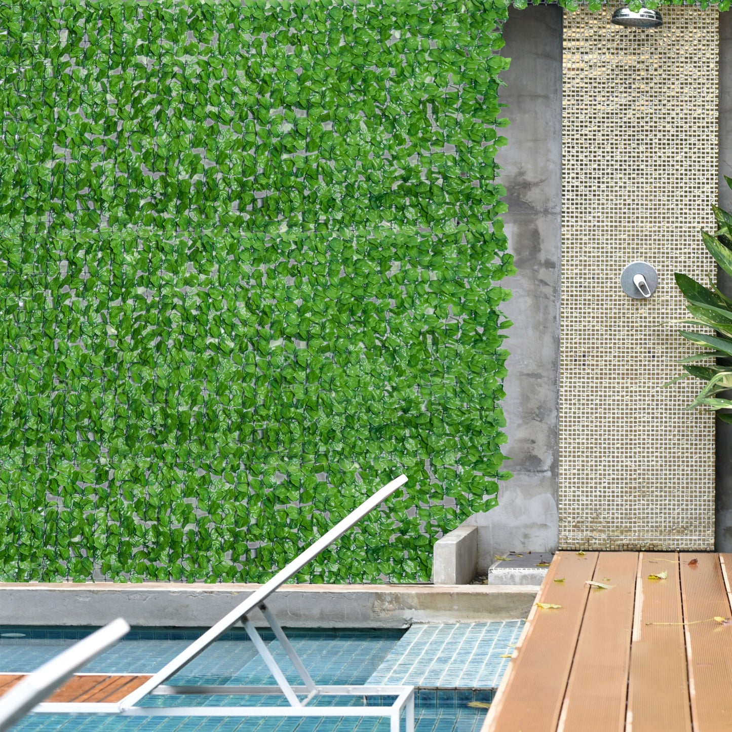 Outsunny Kunsthaag Privacyscherm, UV-beschermd, Privacyscherm met Bladeren, Haagomheining, 300 x 100 cm, Groen