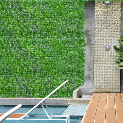 Outsunny Kunsthaag Privacyscherm, UV-beschermd, Privacyscherm met Bladeren, Haagomheining, 300 x 100 cm, Groen