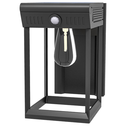 Outsunny Gartensolarleuchte, wetterfeste Solarlampe für den Außenbereich, mit Bewegungsmelder, 14 cm x 24 cm x 24 cm, schwarz