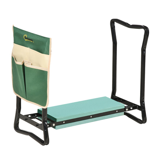 Outsunny Kniebank, Opvouwbare Tuinkruk, 2-in-1, Knieondersteuning, met Gereedschapstas, EVA-schuim, 58 x 28 x 49 cm