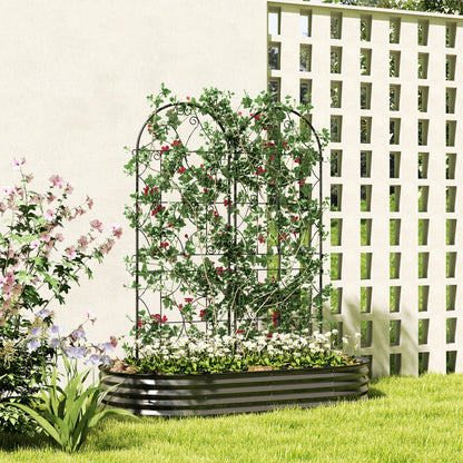 Outsunny Metalen Trellis Set van 2, Plug-in, Roestvrij, Klimhulp voor Klimplanten, 50x150 cm, Zwart