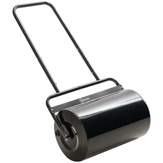 Outsunny Rasenwalze mit U-Griff, Gartenwalze, 32 cm Durchmesser, 38 l Wasser / 62 kg Sand, Metall, schwarz, 58 x 32,5 x 113 cm