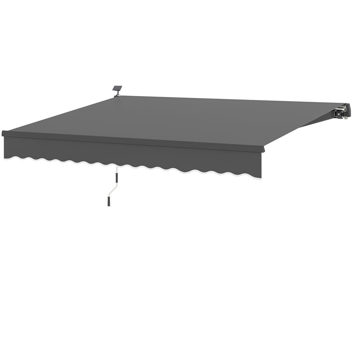 Outsunny Klemmmarkise mit Handkurbel, Solarlampe, Gelenkarmmarkise, Sonnenschutz UV 50+, 400 cm breit, grau