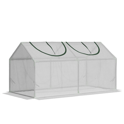 Outsunny kas met raam, PE-gaasfolie, stalen folie kas, kas voor balkon, tuin, tomatenkas 120x60x60cm, tomatenkas voor groenten, bloemen, planten, wit