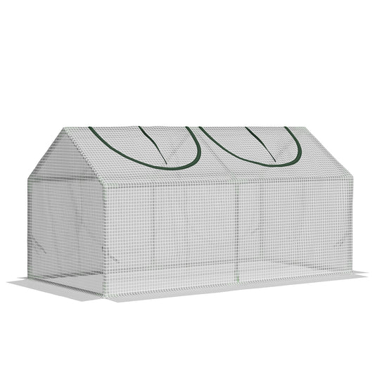 Outdoor sunny greenhouse with window, PE mesh film, steel film greenhouse, greenhouse for balcony, garden, tomato greenhouse 120x60x60cm, tomato greenhouse for vegetables, flowers, plants, white