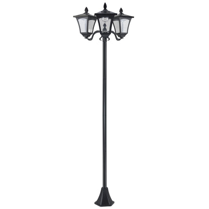 Outsunny Solar-Gartenlaterne mit 3 Lampen, Edelstahlstange, 120 Lumen LED, 51,5 x 47 x 182,5 cm, Schutzart IP44, für Garten und Balkon, Schwarz
