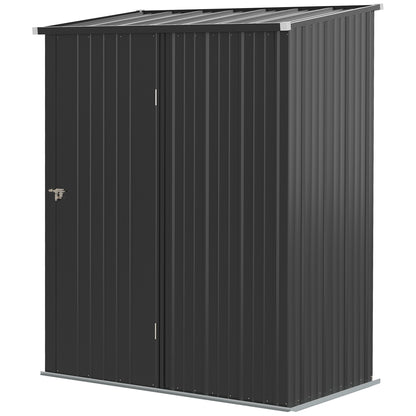 Outsunny tuinhuis/gereedschapsschuur, afsluitbare deur, weerbestendig, incl. planken, 161,5 cm x 94,5 cm x 196 cm, zwart