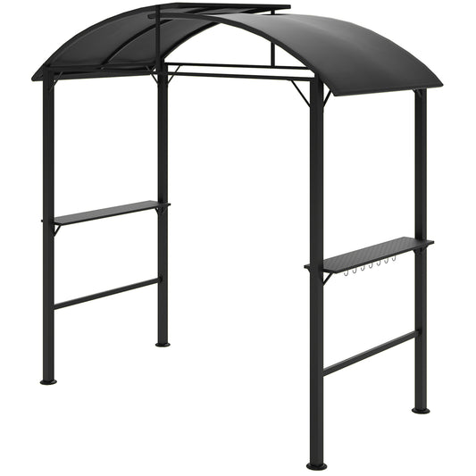 Outsunny Grillpavillon, 2 Seitenablagen, Haken, Stahlrahmen, 1,1 x 2,3 m, dunkelgrau