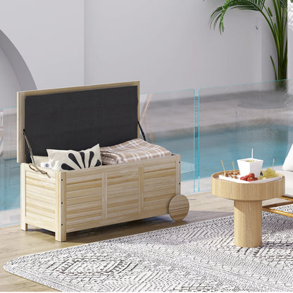 Outsunny 185 L Buitenopbergbox, Opbergkist met Wielen, Weerbestendig, Vurenhout, 110 x 50 x 50 cm, Lichtbruin