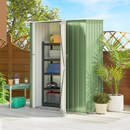 Outsunny Metalen Tuinhuis 1,07 m² met Schuin Dak, 142 x 84 x 189 cm, Gereedschapsschuur met Afsluitbare Deur, Tuinhuis, Tuinhuis, Groen