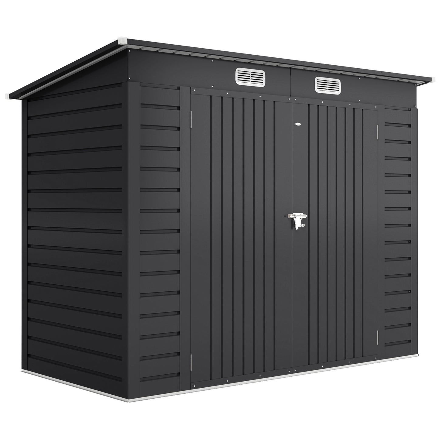 Outsunny Gartenhaus aus Stahl, Geräteschuppen, Doppeltüren, 249 cm (B) x 121 cm (T) x 166/183 cm (H), grau