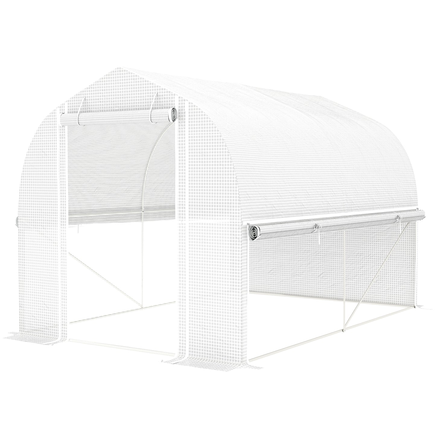 Outsunny 3 x 2 x 2 m tunnelkas met oprolbare zijwanden, UV-bestendige kunststof afdekking en stalen frame, wit