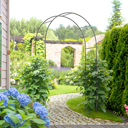 Outsunny Gartenbogen, Rosenbogen, Kletterbogen, Rosenregal, Metall, schwarz, 1,40 x 0,40 x 2,40 m