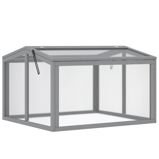 Outsunny Greenhouse with wooden and polycarbonate cover, weatherproof, light gray, 90 x 80 x 58 cm